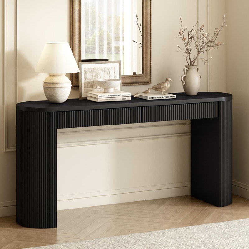 58.2" Wooden Console Table with Solid Pine Wood for Entryway Hallway and Living Room Decor