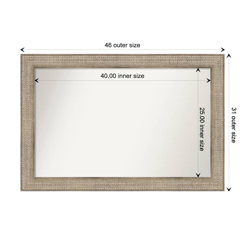 Trellis Silver Framed Non-Beveled Custom Wall Mirror, Bathroom Vanity Mirror - Outer Size: 46 x 31