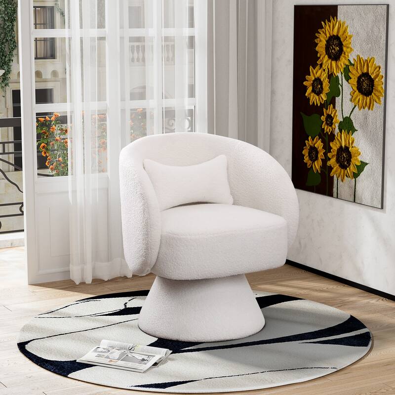 Ouyessir Teddy Sherpa Upholstered Swivel Cuddle Barrel Sofa Chairs