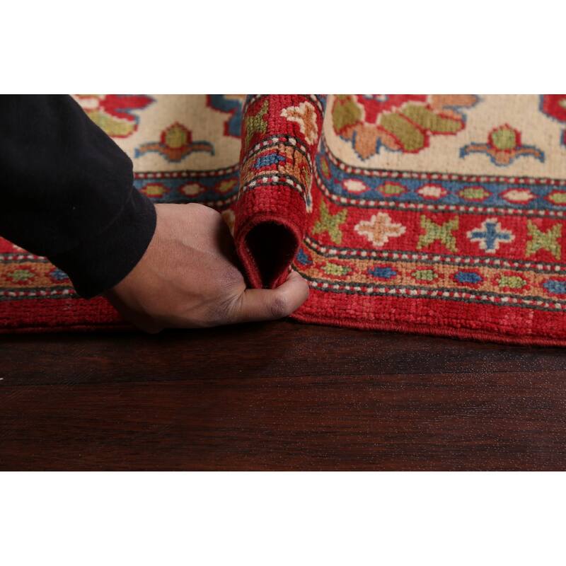 Vegetable Dye Kazak Oriental Geometric Area Rug Wool Handmade Carpet - 8'0" x 9'8"