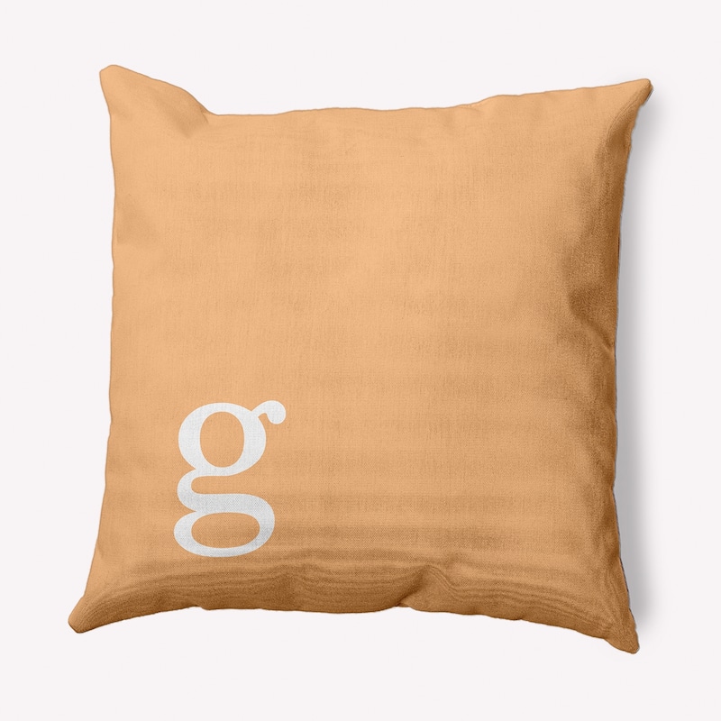 Modern Monogram Indoor/Outdoor Throw Pillow-G - 20" x 20" - Pale Gold