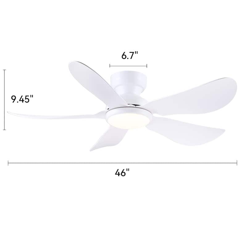 32/36/46/52 inches Low Profile Ceiling Fan with Light and Remote for Living Room Bedroom Kid's Room Patio