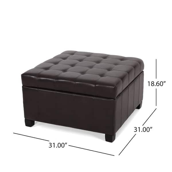 Alexandria Contemporary Tufted Bonded Leather Storage Ottoman by Christopher Knight Home