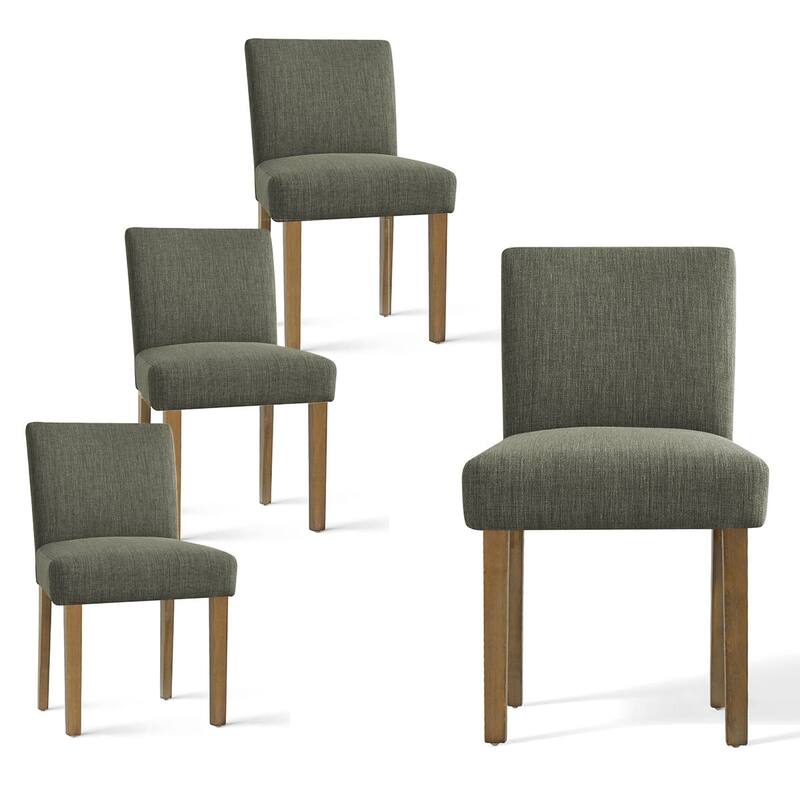 Parsons Dining Chairs with Linen Upholstery and Solid Wood Legs