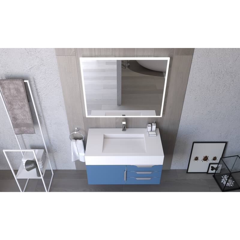 Nile 36-Inch Wall Mounted Bathroom Vanity Set w/ White Top