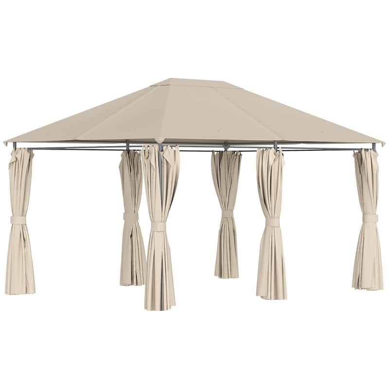 10x13 Outdoor Gazebo with Removable Sidewalls, Steel Frame, and Sun Protection - Brown