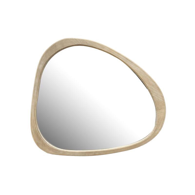 GDF Studio - Aramis 45 Inch Asymmetrical Solid Wood Wall Mirror with Natural Frame - Natural Wood