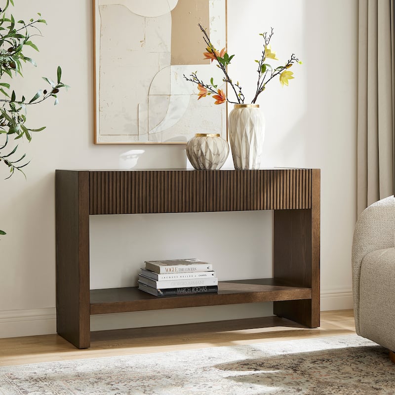 Manzanita 48" Wide Rectangular Solid Wood Fluted Console Table - 48" Wide