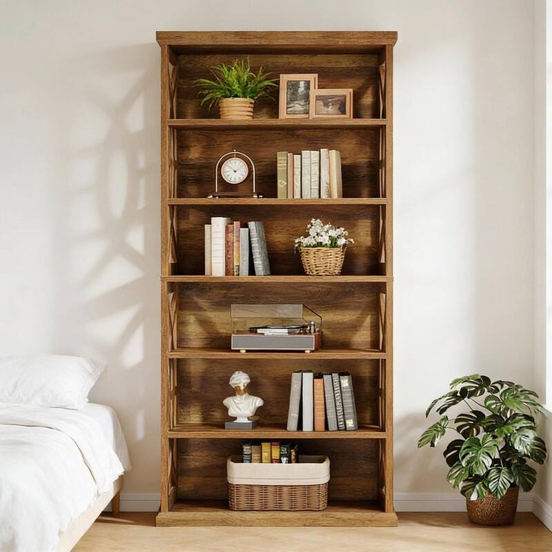 Classic Wooden Bookshelf - Elegant Display Shelves, Sturdy Freestanding Bookcase