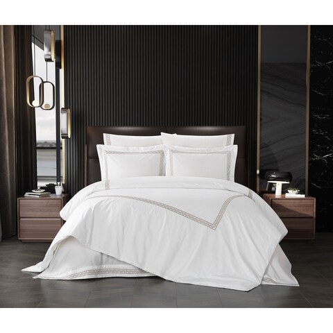 Chic Home Nella 7 Piece Hotel Inspired Design with Dual Striped Embroidery Duvet Set