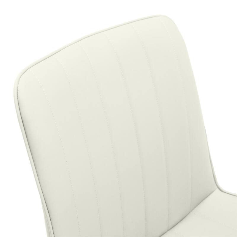Set of 4 White Wave Pattern Upholstered Armless PU Leather Dining Chairs