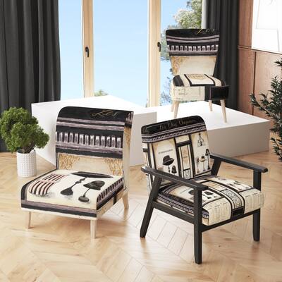 Designart "Les Chic Chapeaux French Fashion" Upholstered Fashion Accent Chair - Arm Chair