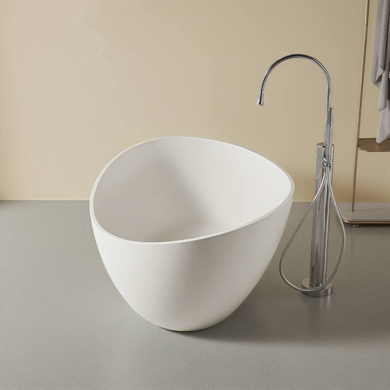 63" Matte White Solid Surface Bathtub