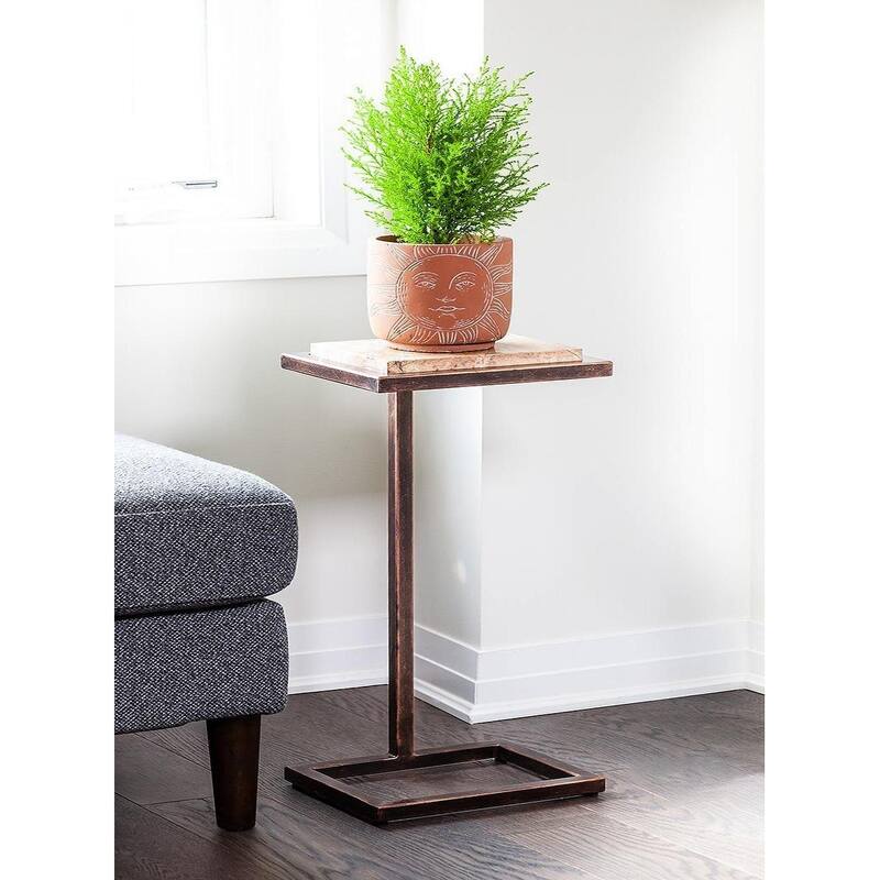 Metal & Marble Accent C-Shaped Table