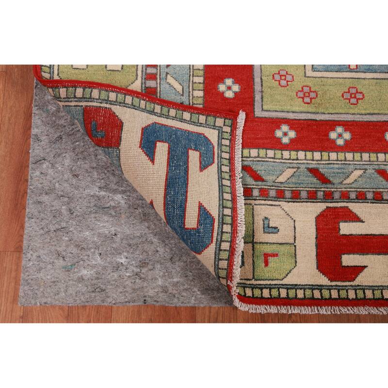 Hand Knotted Oriental 100% Wool Carpet Traditional Geometric Multi-Colored Kazak Area Rug - 11' 7'' X 8' 6''