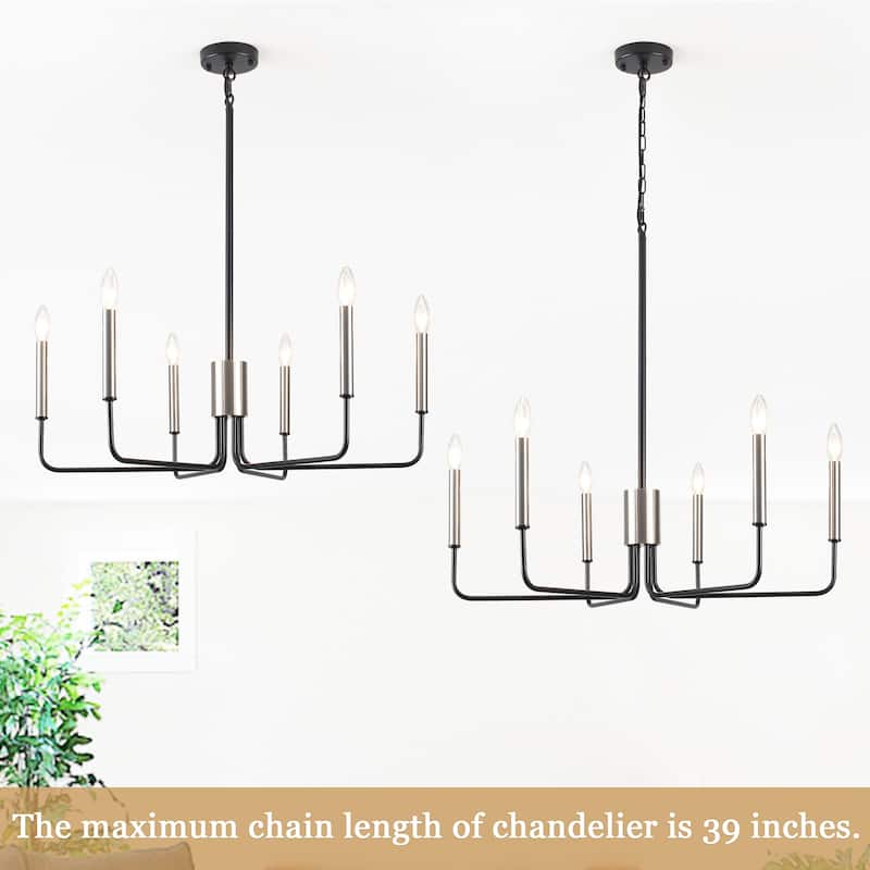 Modern 6-Light Simple Candle Chandelier for Kitchen Island, Living Room, Bedroom, Foyer