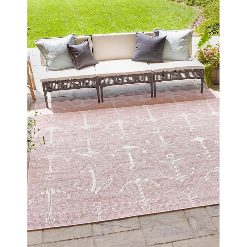 Outdoor Trisha Collection Area Rug - Pink - 10' Square