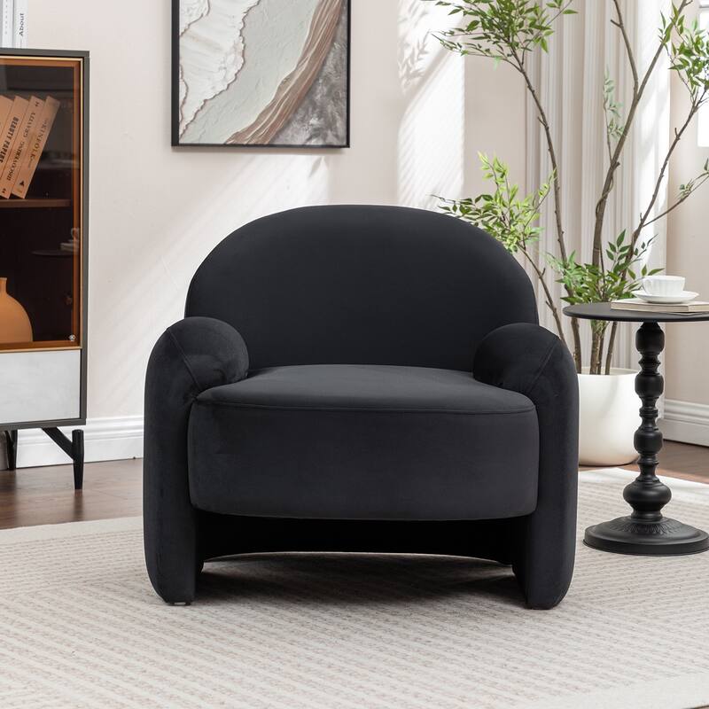 SEYNAR Modern Glam Velvet Thickened Seat Cushion Accent Chair - Black