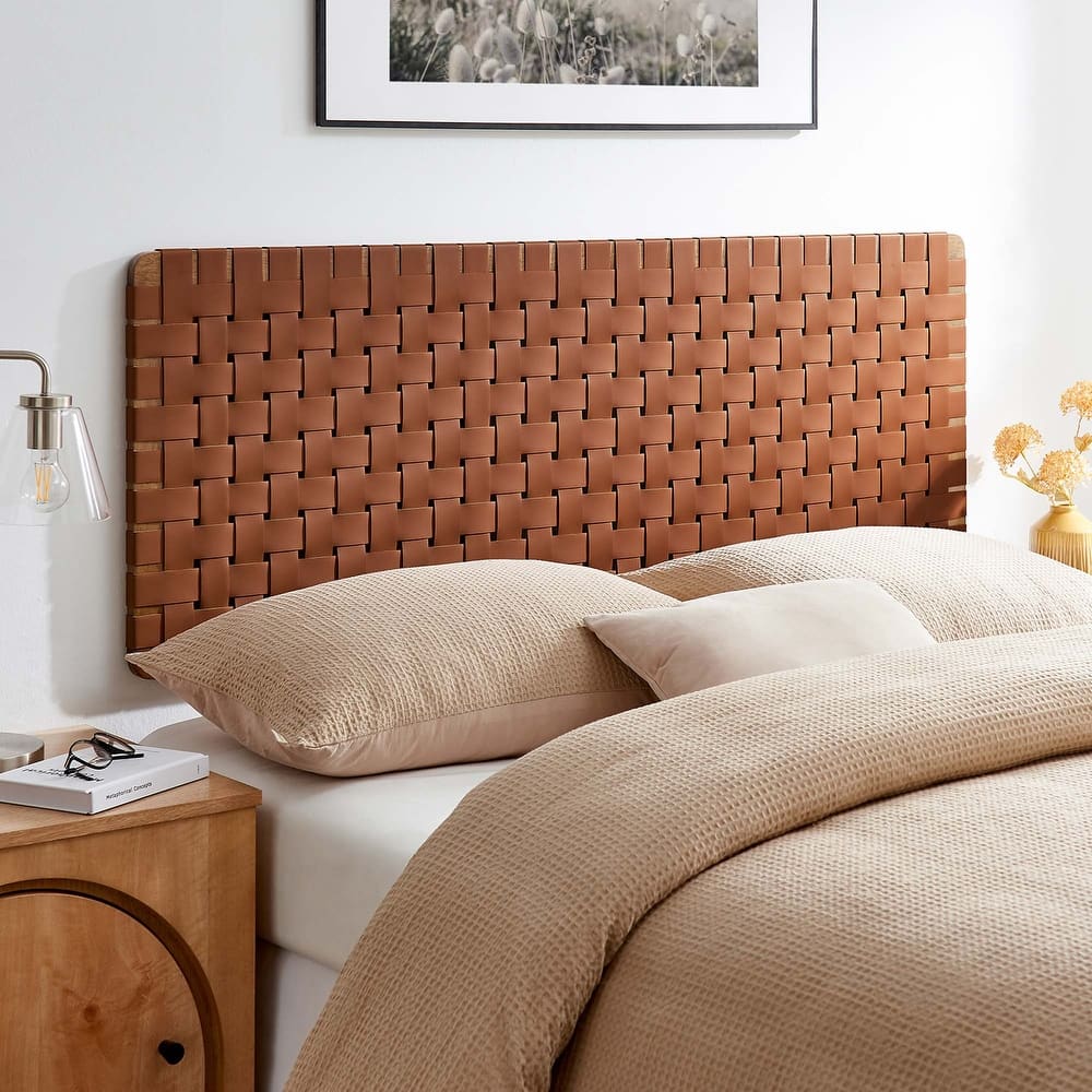 Sparta Wall-Mount Twin/Full/Queen/King Vegan Leather Weave Headboard