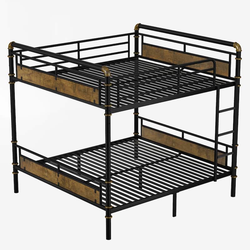 over Metal Bunk Bed, Industrial Detachable Bunkbeds with Safety Guard Rails