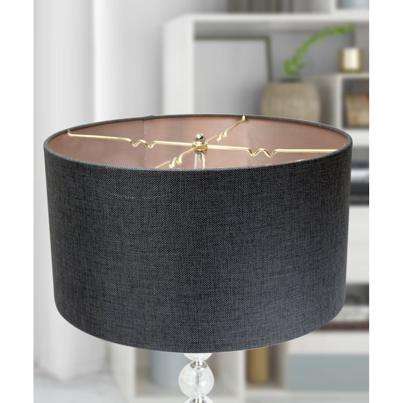 Granite Grey Burlap Hardback Drum Lampshade 16x16x9