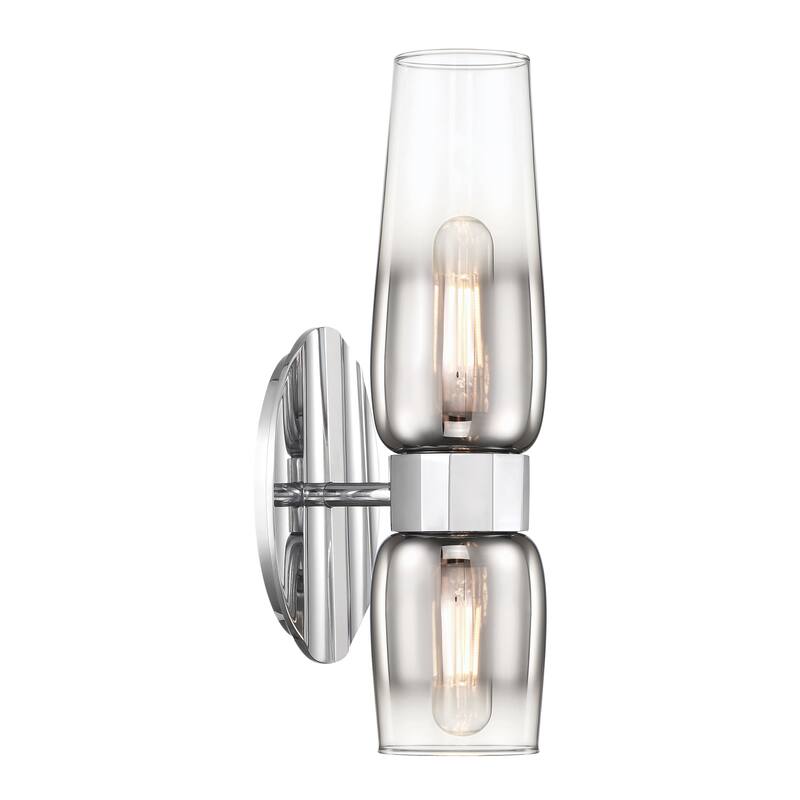 Flame 14'' High 2-Light Sconce - Chrome - 14 inch Tall