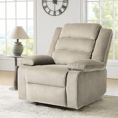 Classic Corduroy Upholstered Push Back Manual Recliner Chair