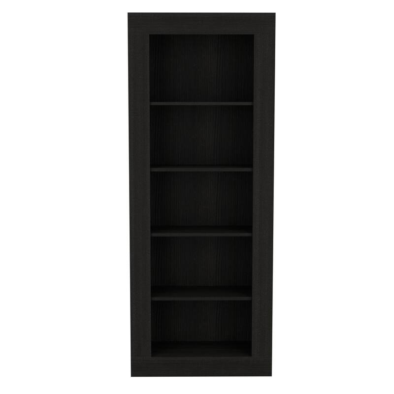Bookcase with Vertical Design and 5 Storage Shelves, Black