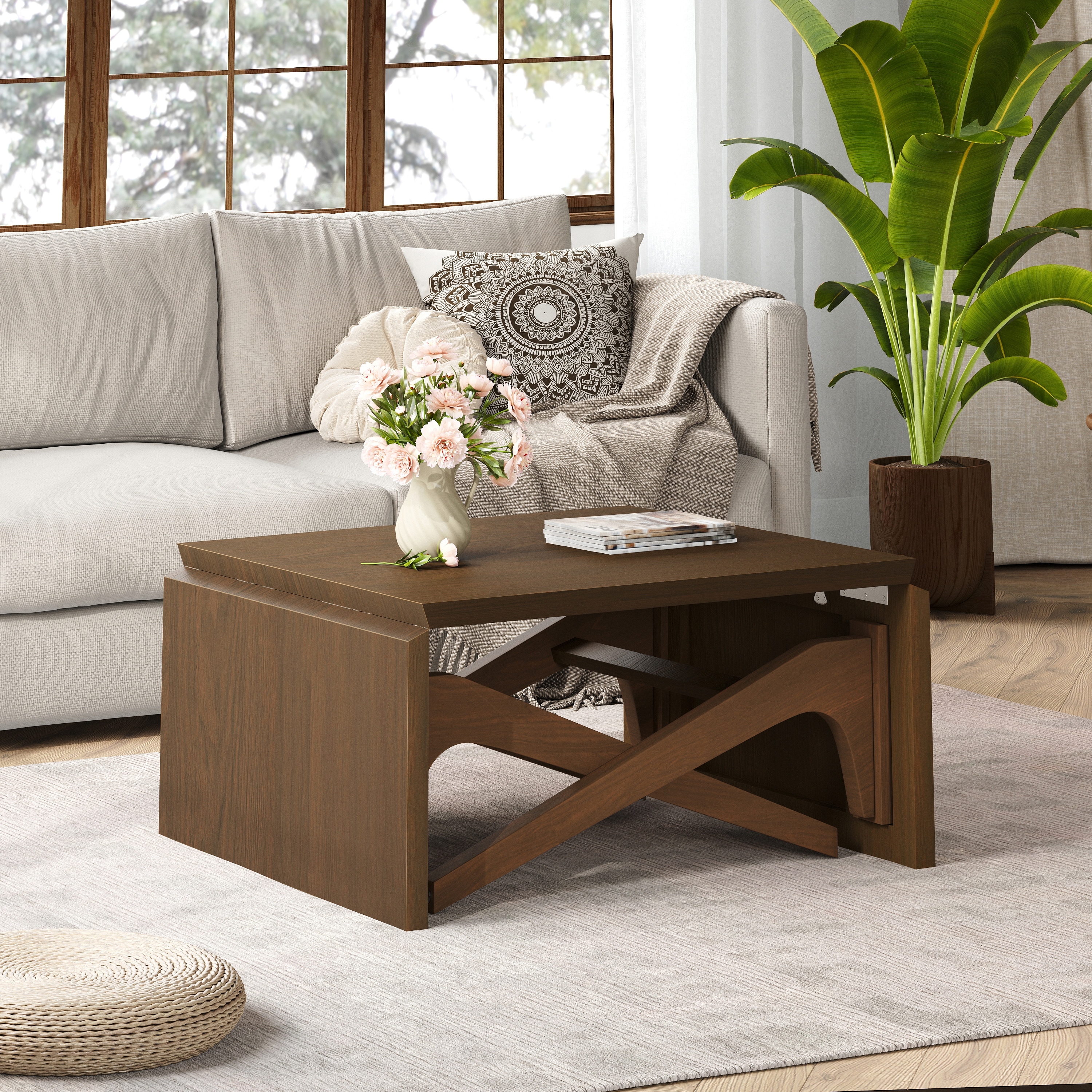 Modern Coffee Table Elevating Lift-Type Coffee Table, Center Table