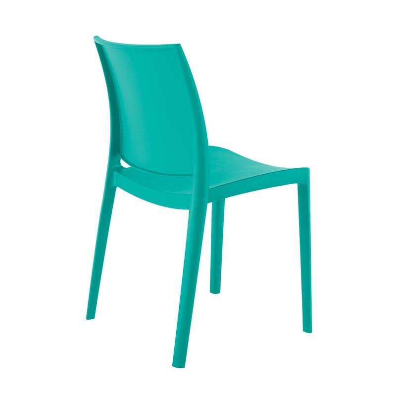 Set of Four Turquoise Heavy Duty Plastic Outdoor Stacking Dining Chairs