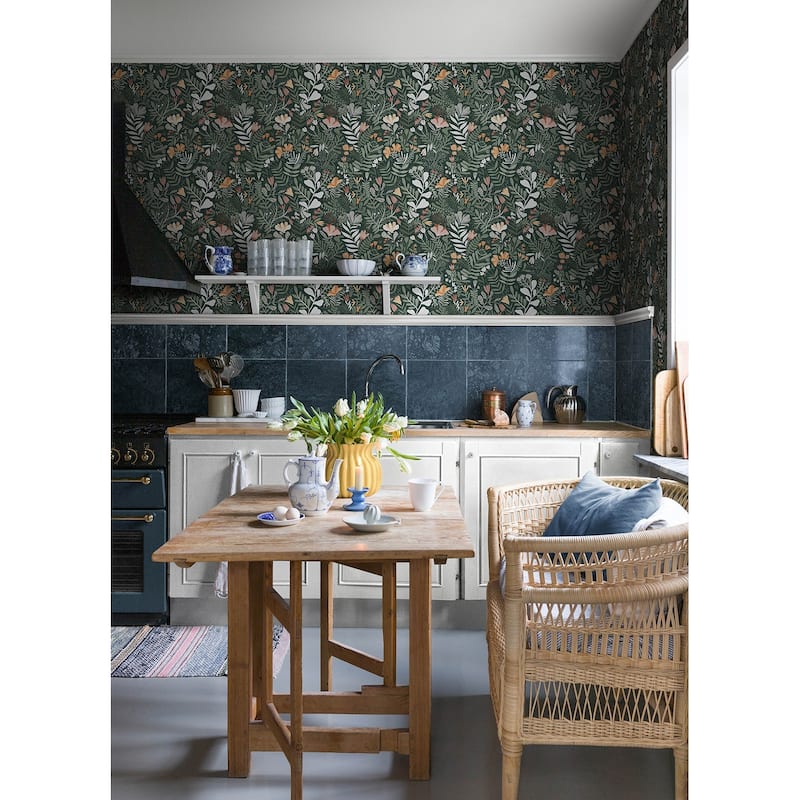 A-Street Prints Brittsommar Evergreen Woodland Floral Wallpaper