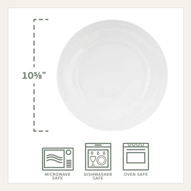 Everyday White Set of 4 Beaded Dinner Plate, 10.5-Inch - 10.5 Inch