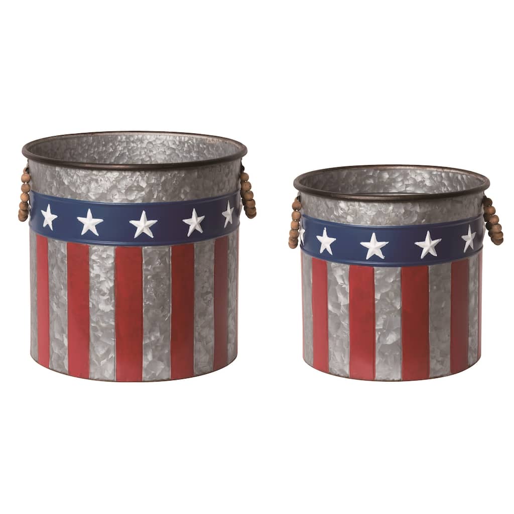 Transpac Metal 13.75" Multicolor Patriotic Nested Containers Set of 2