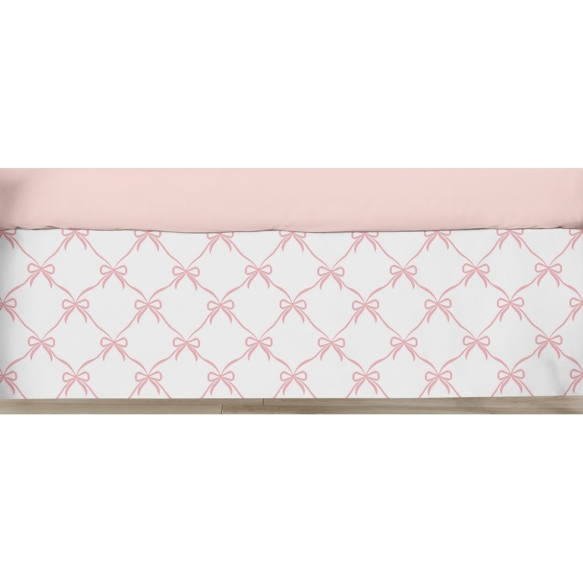 Sweet Jojo Designs Pink Bows Girl Crib Bed Skirt Blush and White