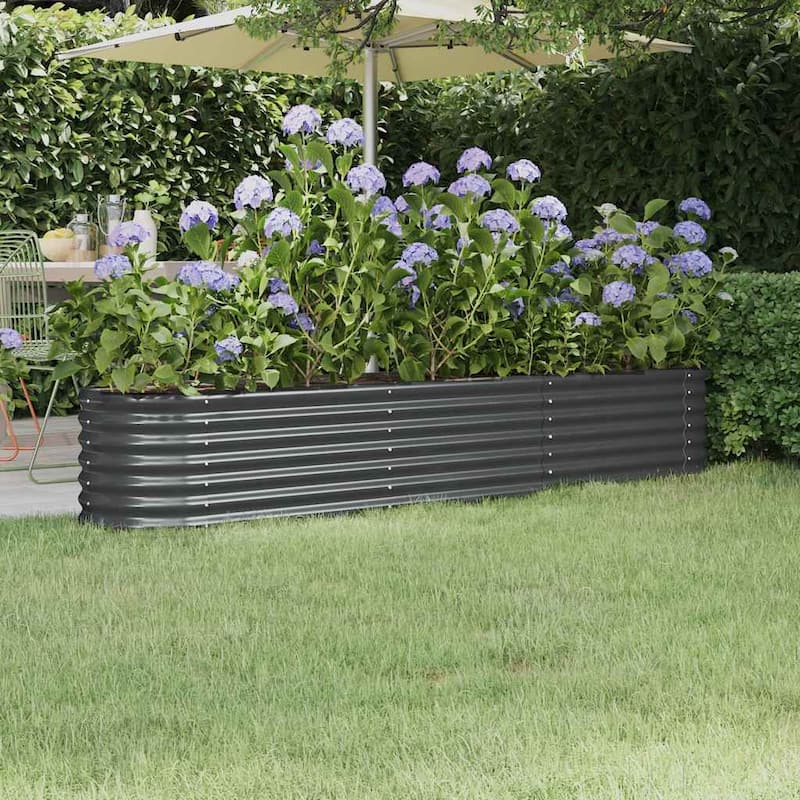 vidaXL Garden Raised Bed Patio Outdoor Raised Planter Box Powder-coated Steel - 88.2" x 15.7" x 14.2" - Anthracite