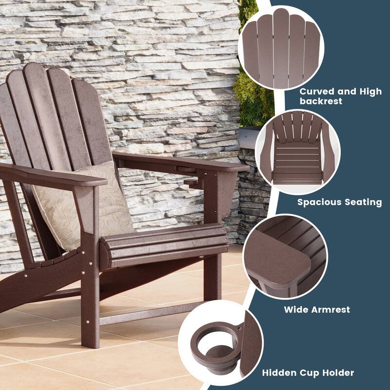 Aderson Outdoor Poly Adirondack Chair with Side Table 3-Piece Set
