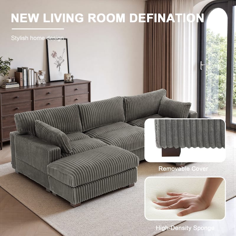 Oversized U-shaped Plush Modular Sectional Sofa Set
