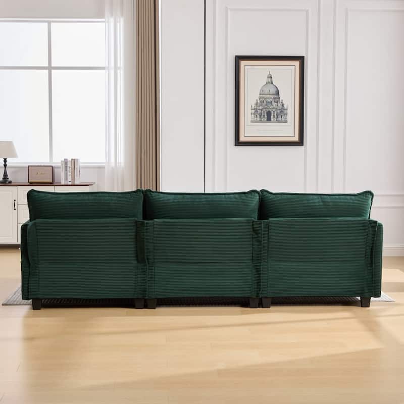 102.95" L-Shaped Corduroy Sectional Sofa with Movable Ottoman