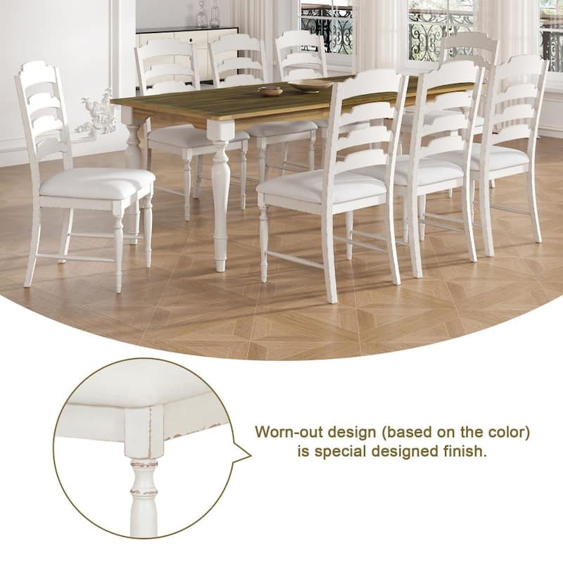 82.7 Inch 9-Piece Traditional Extendable Dining Table Set