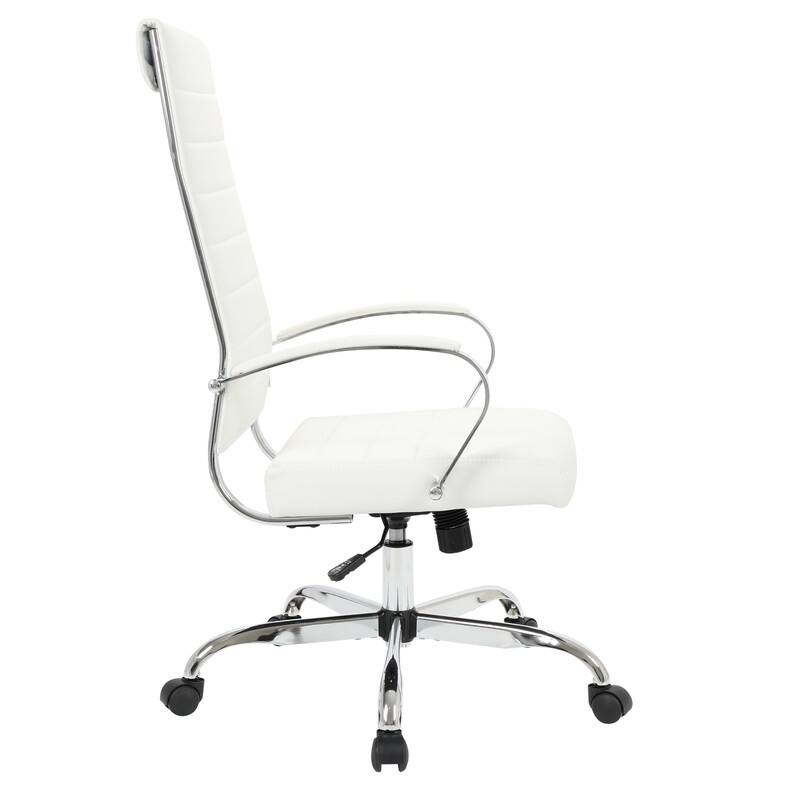 Benmar High-Back Leather Office Desk Chair in Stainless Steel Frame Adjustable Height Tilt Lock 360 Swivel Ergonomic Chair