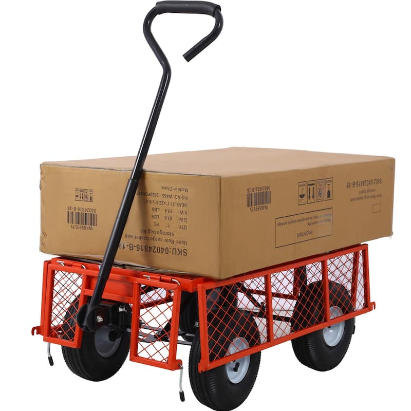 Outdoor multifunction utility cart with 550 lbs capacity and 10-inch tires