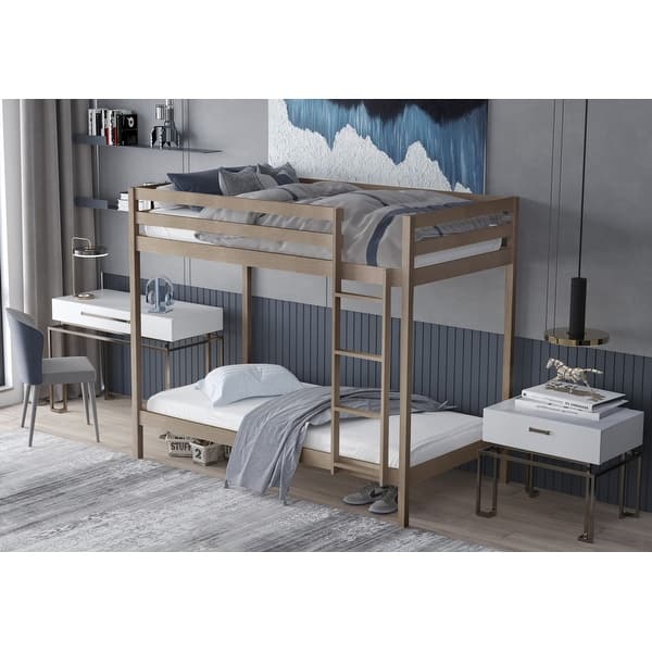 slide 2 of 32, CraftPorch Modern Twin Over Twin Size Wooden Bunk Bed