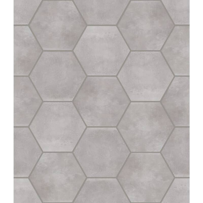 Shaw 493TS Halftone - 9" x 11" Hexagon Floor and Wall Tile - Glossy - Gray Vetiver