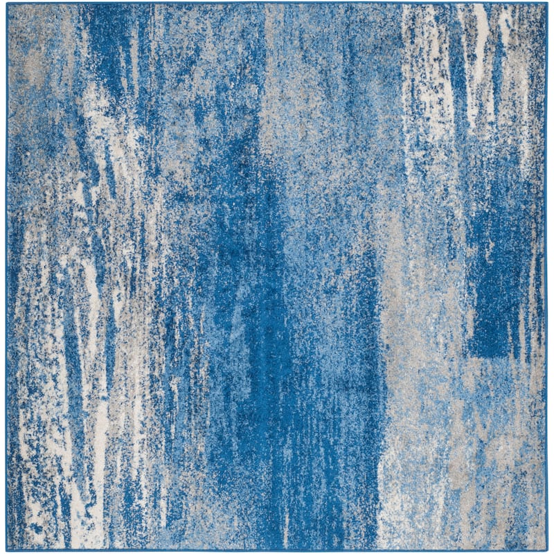 SAFAVIEH Adirondack Brynn Modern Abstract Rug - 6' x 6' Square - Silver/Blue