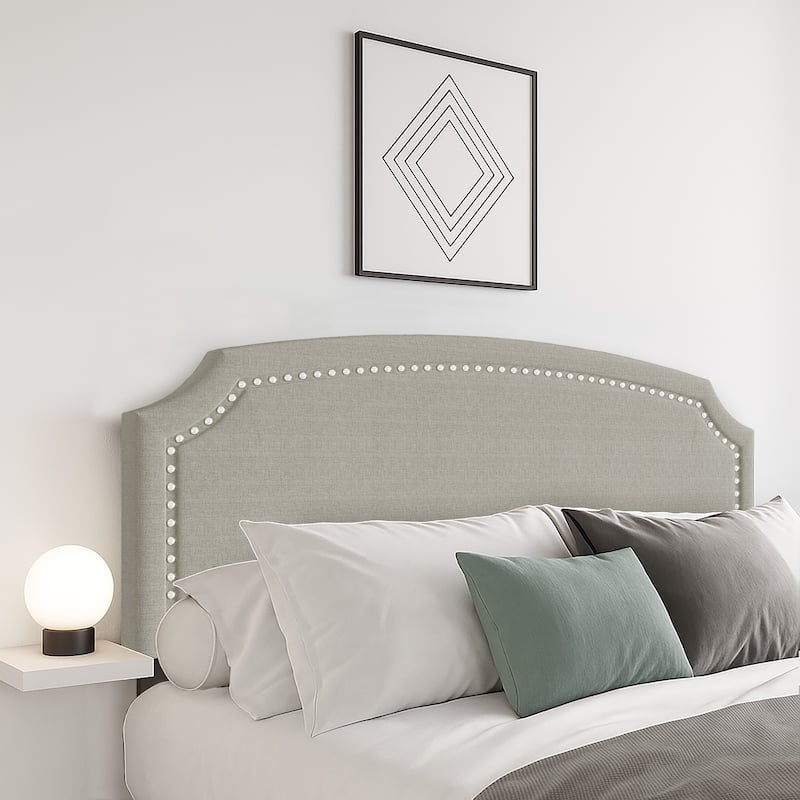 Cora Upholstered Clipped-corner Headboard w/ Nailhead Trim