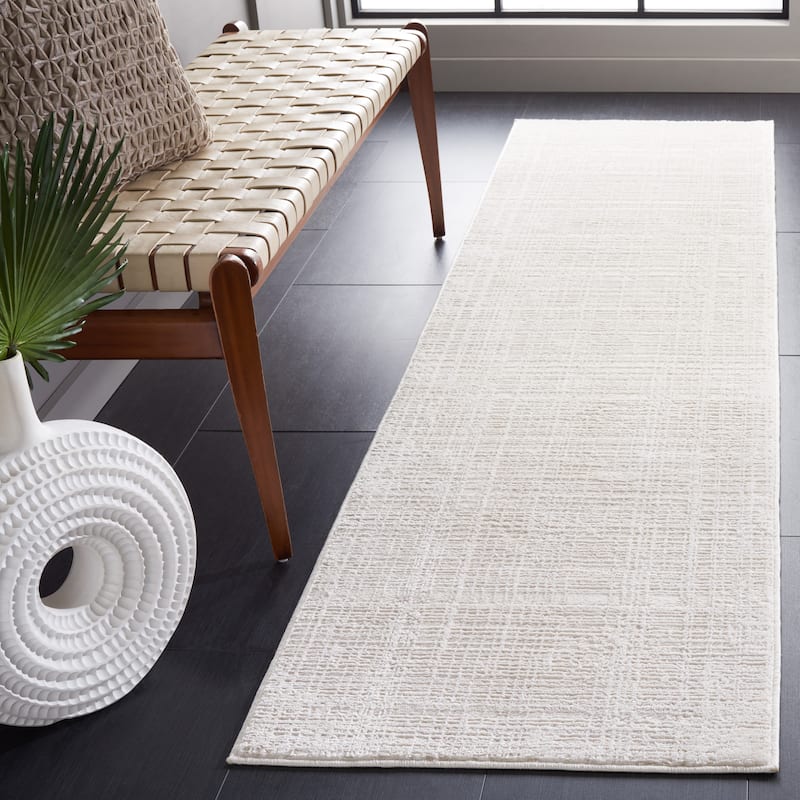 SAFAVIEH Whisper Jurke Modern Rug - 2'2" x 10' Runner - Ivory/Ivory