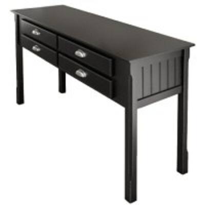29" black console table with four drawers