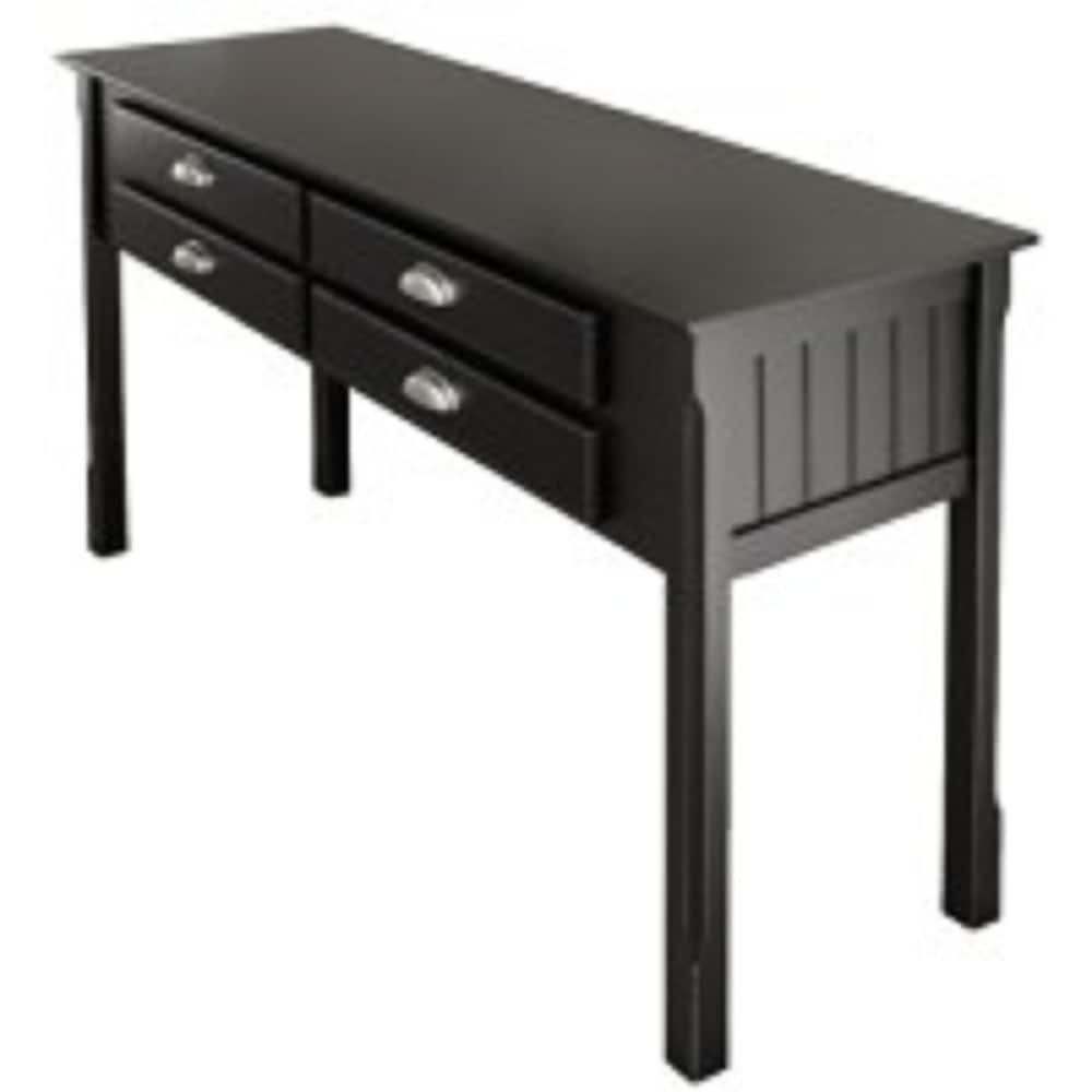 29" black console table with four drawers