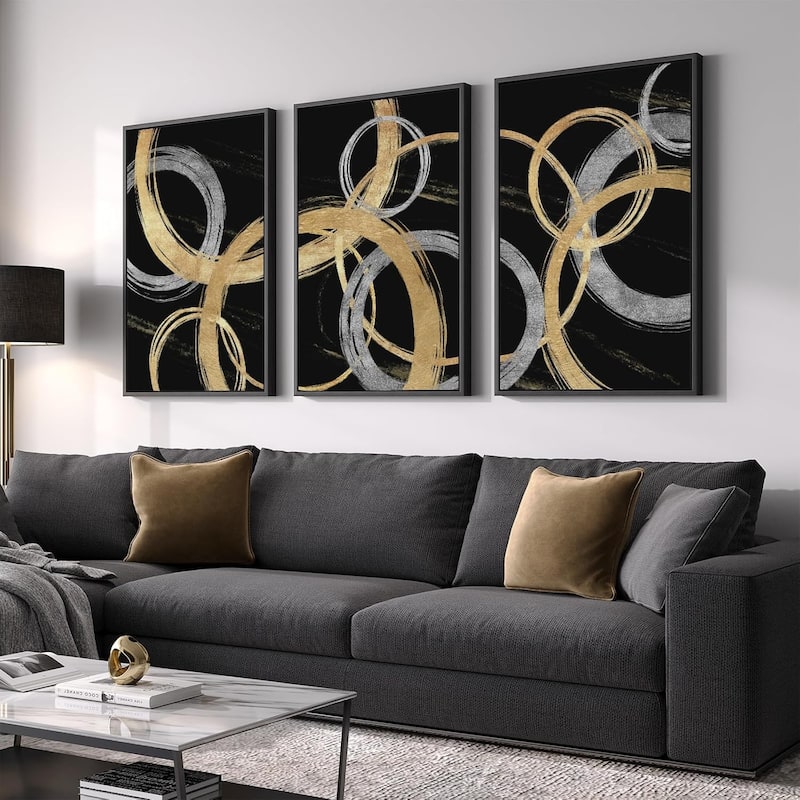Framed Black and Gold Abstract Canvas Wall Art