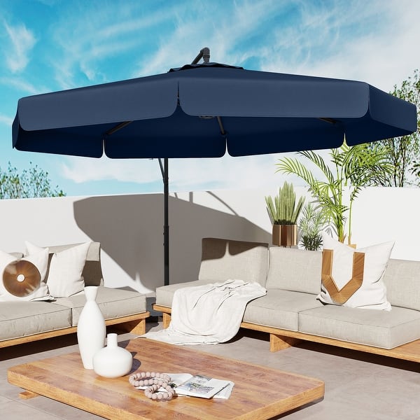 hanging patio umbrellas Offset Umbrella patio umbrella opens and closes with handle and cranks lift operation mechanism Gymax 10FT Offset Hanging Umbrella
